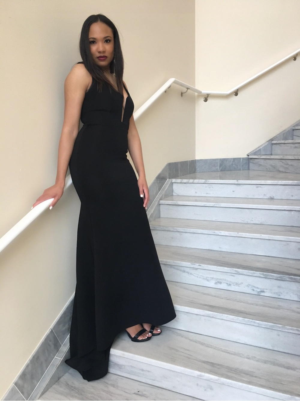 Bebe Black Sleeveless Formal Gown